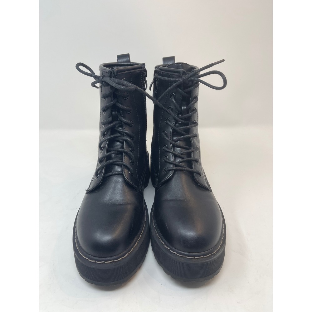 Steven Madden Basille Boots Women Size 7 Black‎ Platform Lug Sole Zipper
